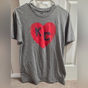 Gray T-Shirt with Red KC Heart Graphic